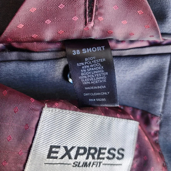 Express Photographer Slim Blazer Dark Gray Mens 38S Suit Jacket Coat 38 Short - Picture 12 of 12